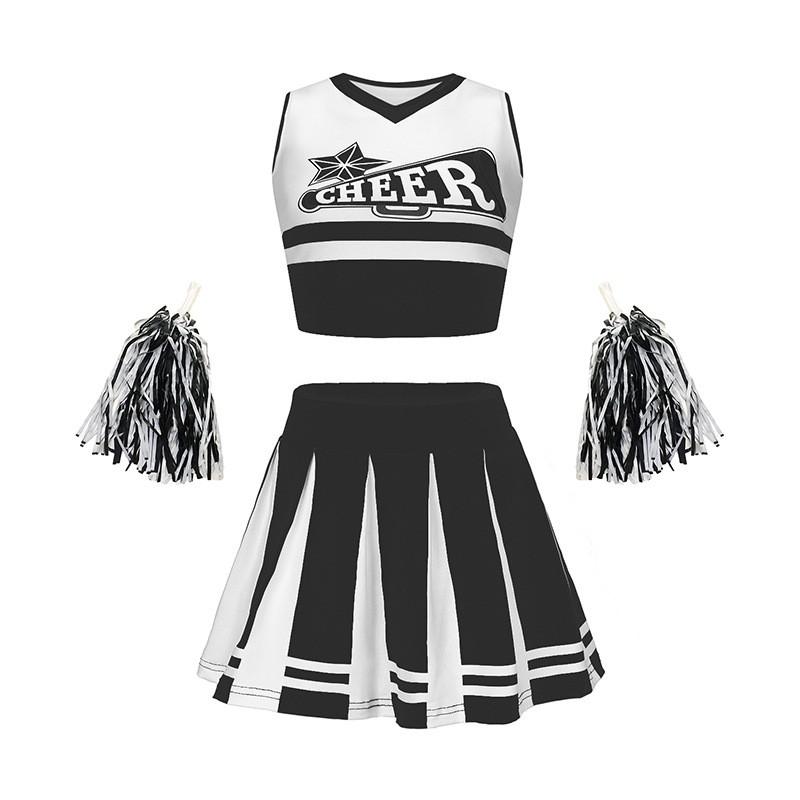Kids Cheerleading Uniform Set Student Sports Meet Dance Performance Outfit Girls Stage Costume