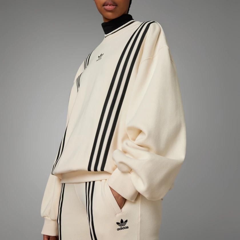 adidas Оригиналы Adicolor 70-х годов, винтажная серия, полосатый свитшот с круглым вырезом и логотипом, женские топы, бежевый IK7867