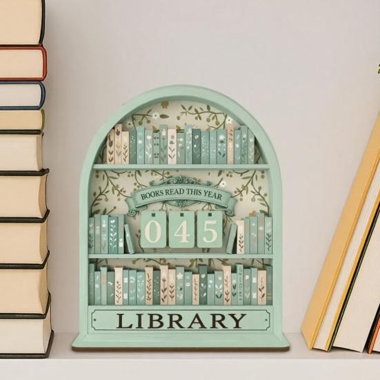Деревянная табличка-счетчик прочитанных книг за год для книжной полки, украшения домашней библиотеки, подарок для книголюба, библиотекаря, читателя, учителя.