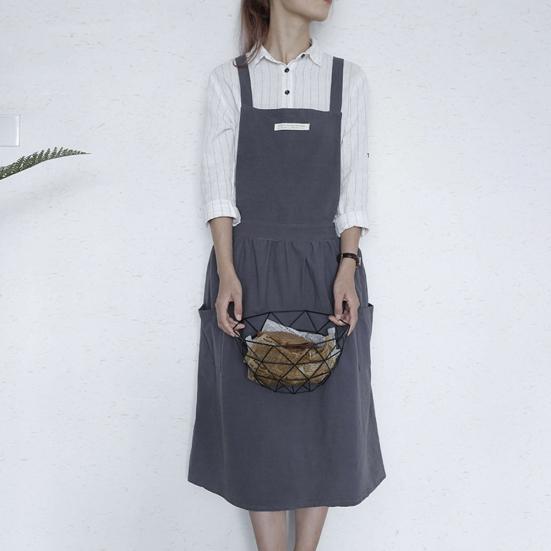 Женщины Мужчины Работа Кухня Цветок Кофейня Сплошной Цвет Мягкий Постиранный Хлопок Фартук Продажа Товаров