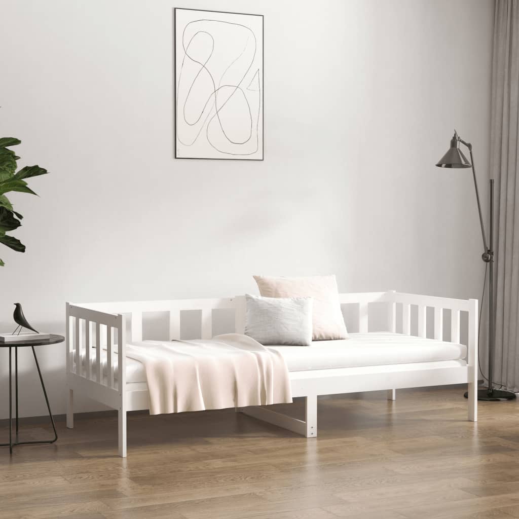 Daybed without Mattress White 90 x 190 cm Solid Pine Wood