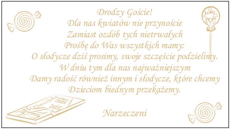 Wkładki Do Zaproszeń 25 Szt Złote