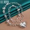 O-shaped Chain Romantic Heart Necklace Party Gift Silver Color Jewelry