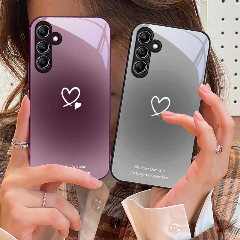 Градиентный чехол для телефона в форме сердца Для Samsung A73 72 71 A70 56 55 54 A53 52 51 A50 42 A35 A34 33 32 31 26 25 24 23 22 30 стеклянный чехол для телефона