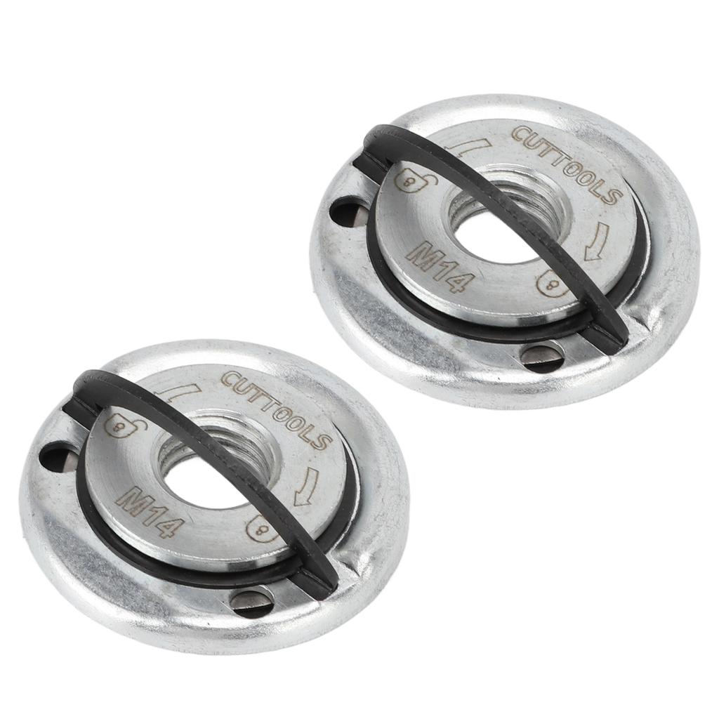 2 шт. Фланцевые гайки для угловой шлифмашины M14 Высокая стабильность Углеродистая сталь Быстросъемная Фланцевая стопорная гайка для шлифмашины для замены или фиксации отрезных дисков