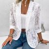 Large Floral Patterned Open Top Suit Jacket, Elegant Summer and Spring Long Sleeved Jacket, Women's Plus Size Clothing