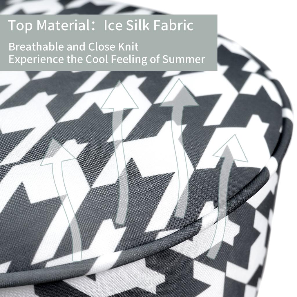 Vanity Stool Chair Round Ice Silk Fabric Ottoman Foot Rest for Makeup Room Living Room Bedroom