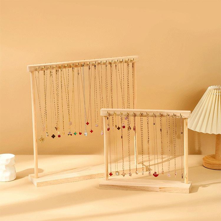 Jewelry Organizer Display Stand Wood Necklace Hanging Countertop Rack for Chains Earrings Bracelets Showcase Storage Rack