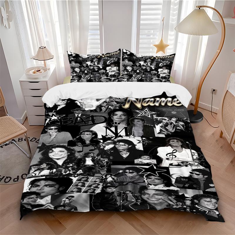 Custom Michael Jackson Bedding 3 Piece Set HD Print Duvet Cover Pillowcases for Teens Adult Bedroom Decoration Christmas Gift