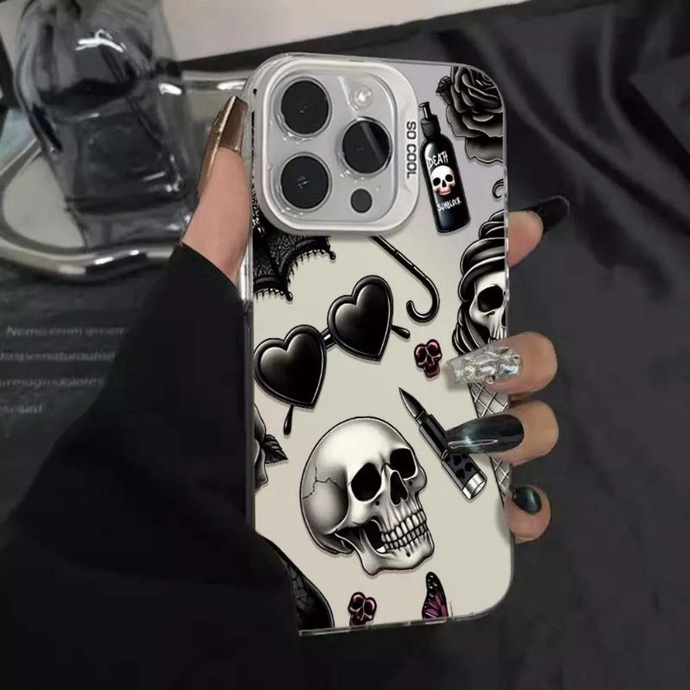 Черный чехол для телефона с черепом для Samsung S25 S24 Ultra S23 S22 S21 S20 S24FE S23FE S21FE Note 20 Матовая противоударная задняя крышка