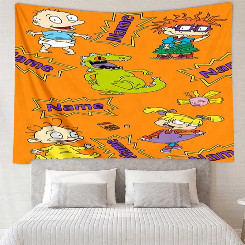Custom Name Rugrats Print Tapestry, Backdrop, Easy Setup, Ideal for Bedroom, Office & Living Room, with Aesthetic Wall Hanging Decor.