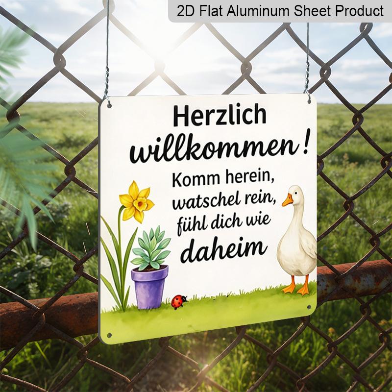 2D Flat - 1pc, Vintage Metal Sign, Decorative Plaque and Ornament, Welcome with A Farm Theme, Rustic Vintage Style, for Home, Café, and Decoration