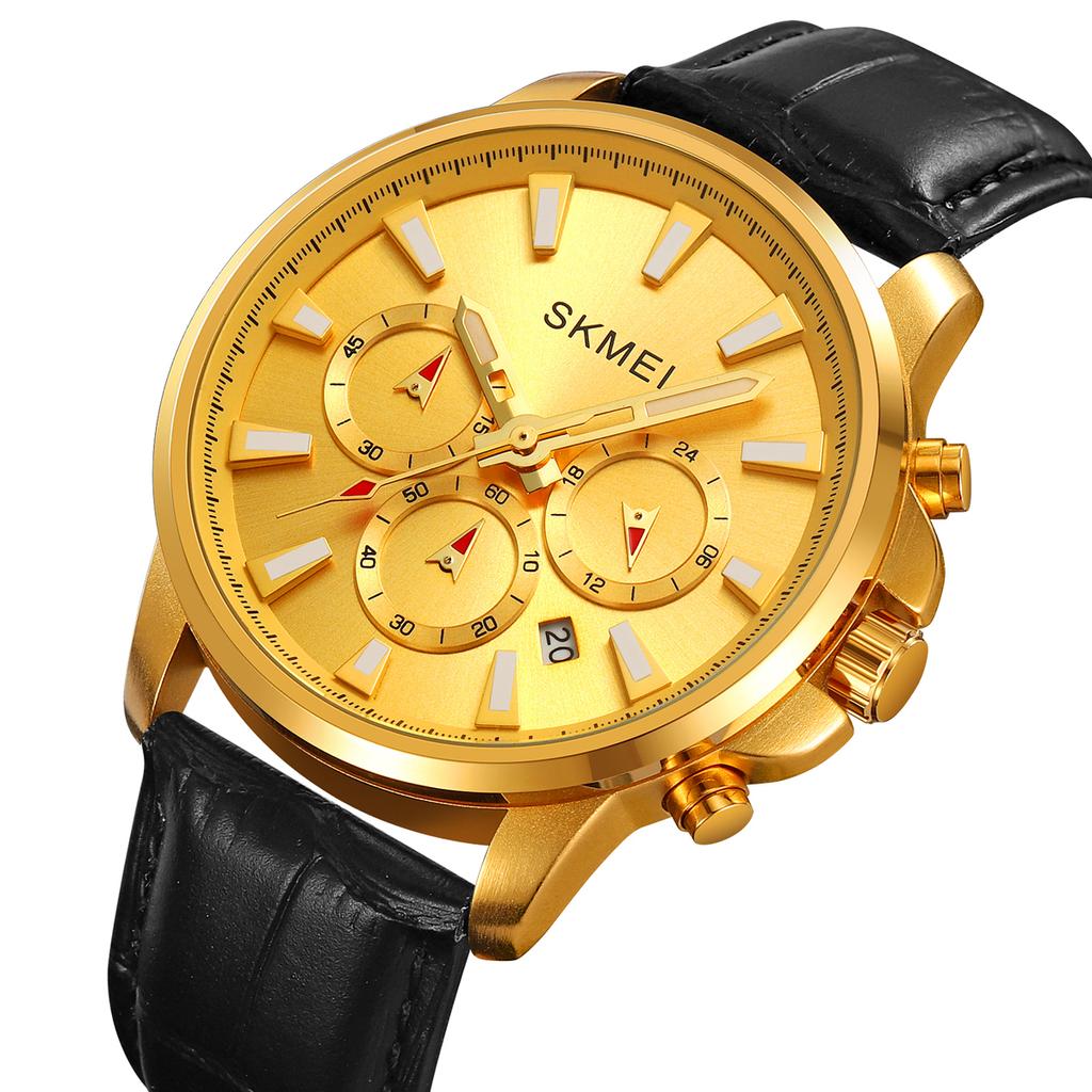 Skmei Часы для мужчин Водонепроницаемые секундомер Дата Кварцевые часы Высококачественный кожаный ремешок Износостойкий нейлоновый ремешок Модные повседневные мужские часы 2071