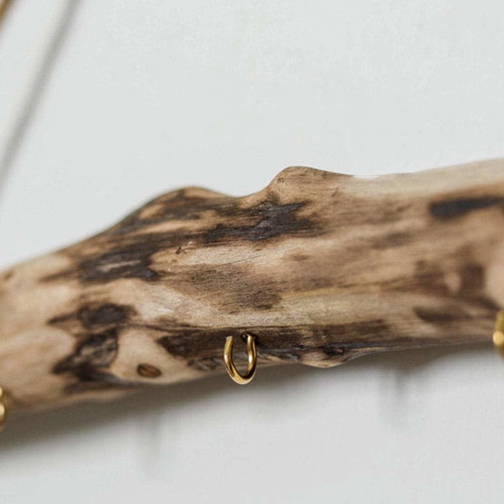 Unique Natural Driftwood Branches Wall Hanging Jewelry Organizers with 5 Hook Necklace Earrings