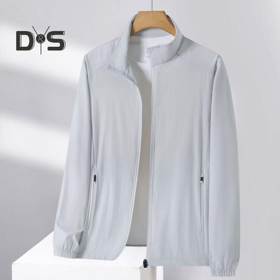 Мужская и женская солнцезащитная куртка с воротником-стойкой и длинным рукавом, однотонная застежка-молния, солнцезащитная одежда из ледяного шелка