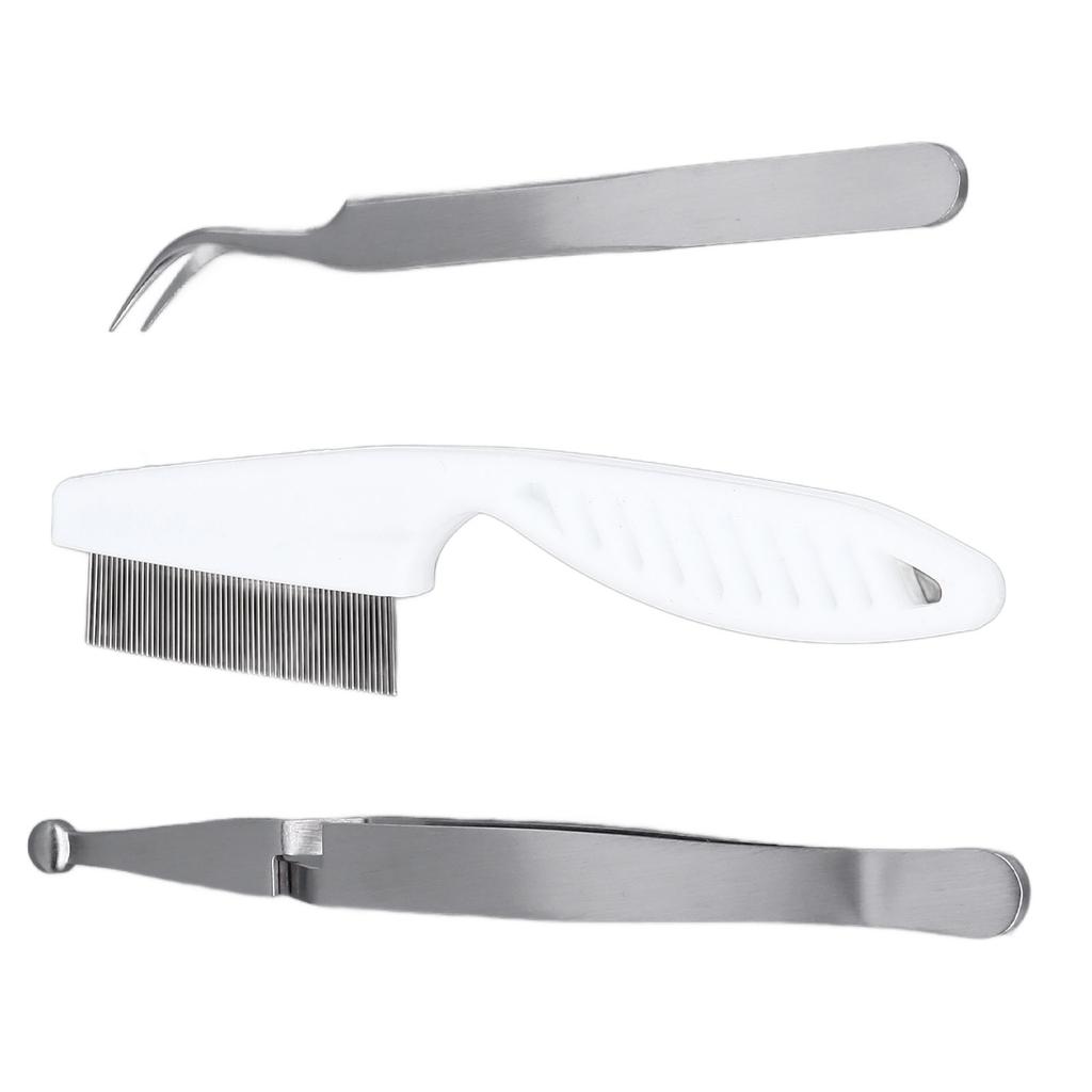 Pet Flea Remover Kit Durable Stainless Steel Flea Tweezers Comb Clips Set Easy Operation Removal Tool for Dogs Cats