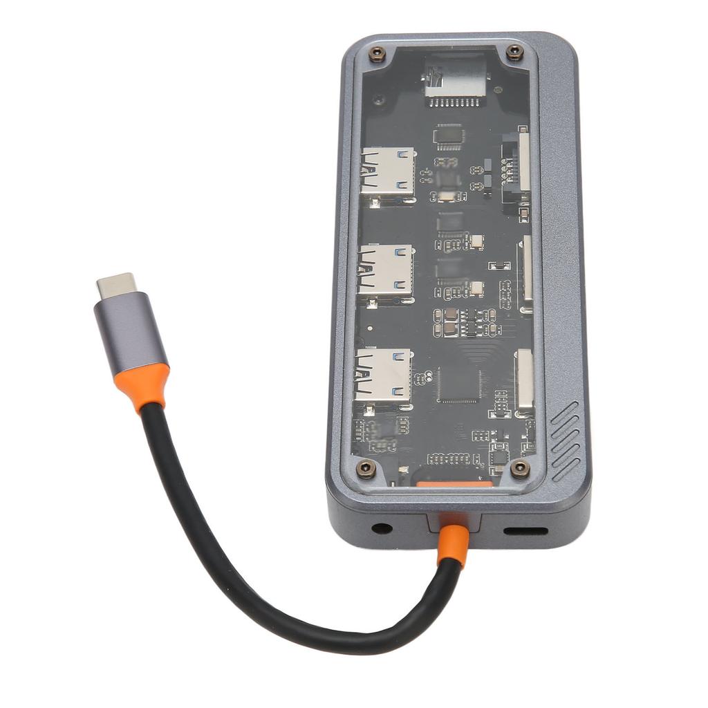 Тип C Hub PD зарядка USB 3.0 2.0 RJ45 сетевая прозрачная оболочка многопортовая док-станция для