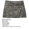 Women Sequins Mini Skirt with Cross Front Twist Detail Side Slit Hidden Zipper Closure Nightclub Short Skirt