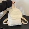 Lightweight Corduroy Mini Backpack Solid Color Daypack Versatile Double Shoulder Bag  Ladies