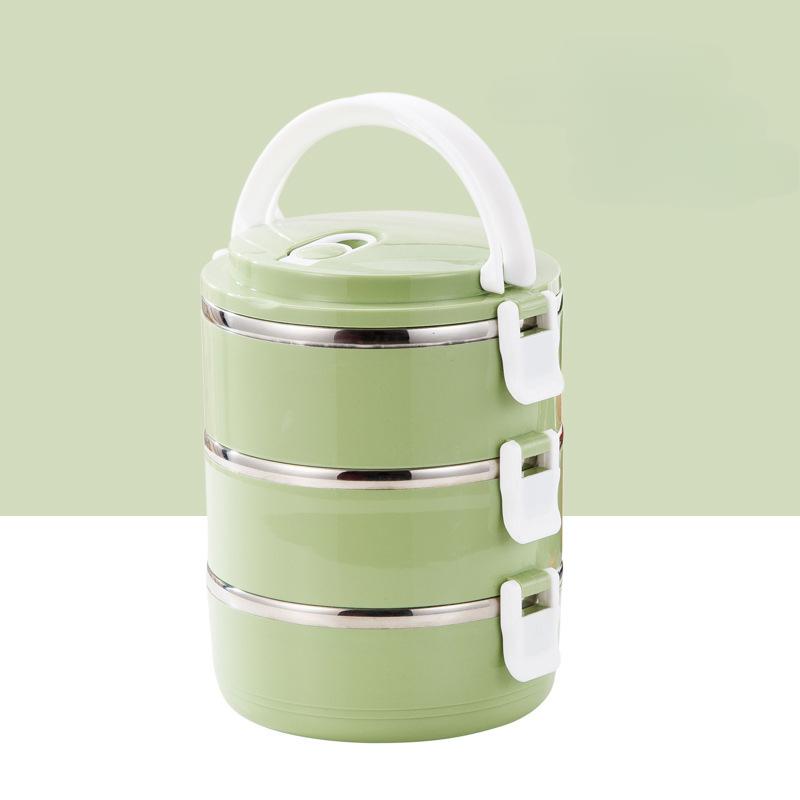 Двухслойный изолированный ланч-бокс из нержавеющей стали для офиса, школы, кемпинга и пикника