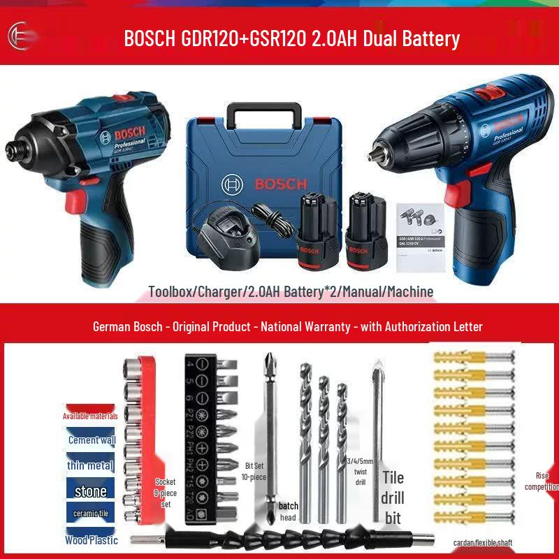 Bosch 12V Cordless Impact Drill/Driver CN plug (adapter included)
