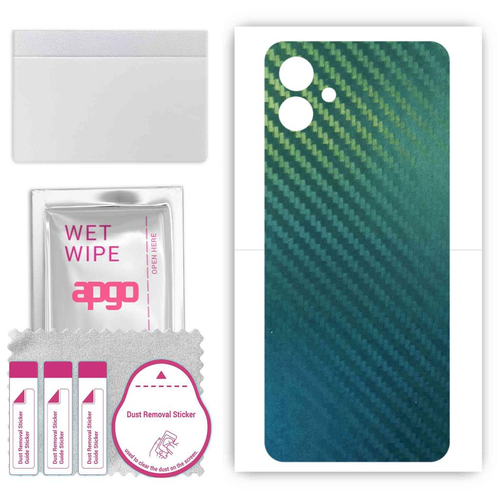 apgo Protective Skin Sticker for the back compatible with Samsung Galaxy M04, Wrap Film, Foil, Vinyl - Pattern Carbon Chameleon CAKA1