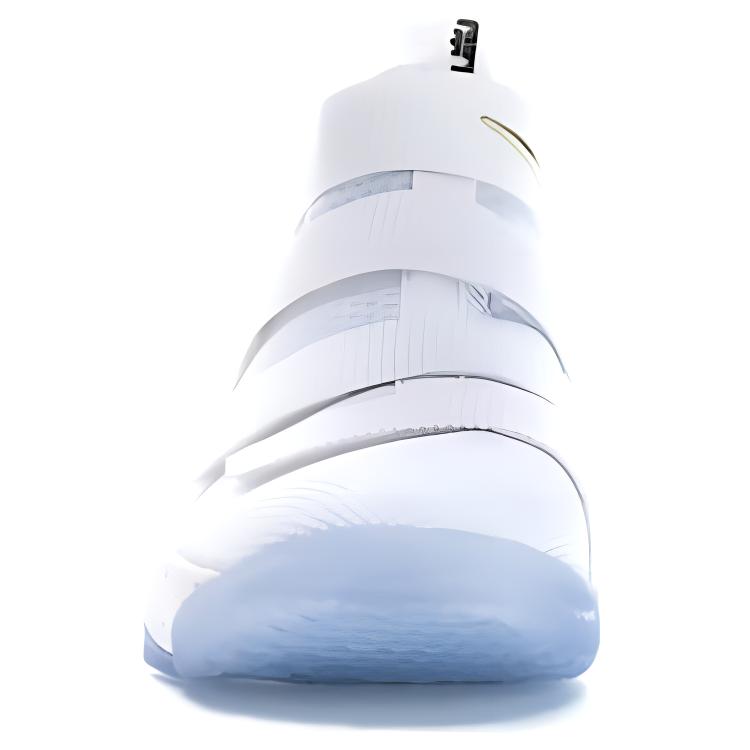 Nike Zoom Soldier 10 LBJ Кроссовки унисекс с круглым носком, нескользящие, легкие, с высоким верхом, для баскетбола, черные/белые 852400-102