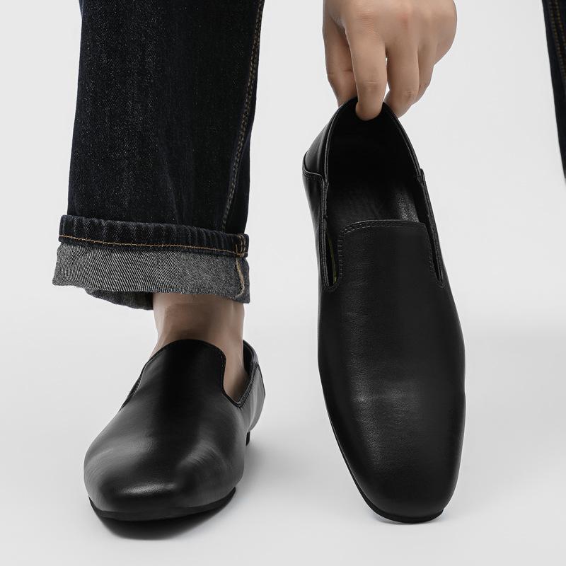 Весенние новые французские ретро туфли с косым квадратным носком для поездок на работу, простые ленивые туфли на плоской подошве с одной педалью, пара одиночных туфель 8912