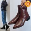 Размер 35-43, женская обувь большого размера 41 на широкую полную стопу, остроносые ботильоны на толстом каблуке, модные ботинки, женская корейская версия, весенне-осенние тонкие короткие ботинки, тренд