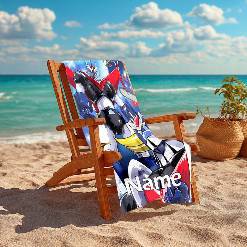 Personalized customized proof beach towel with UFO Robo Grendizer pattern - soft, absorbent,quick-drying,perfect swimming,camping&bathing