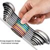 9pcs Stainless Steel Magnetic Measuring Spoons - Dual Sided for Liquid and Dry Ingredients - Fits In Spice Jars - Accurate Measurement