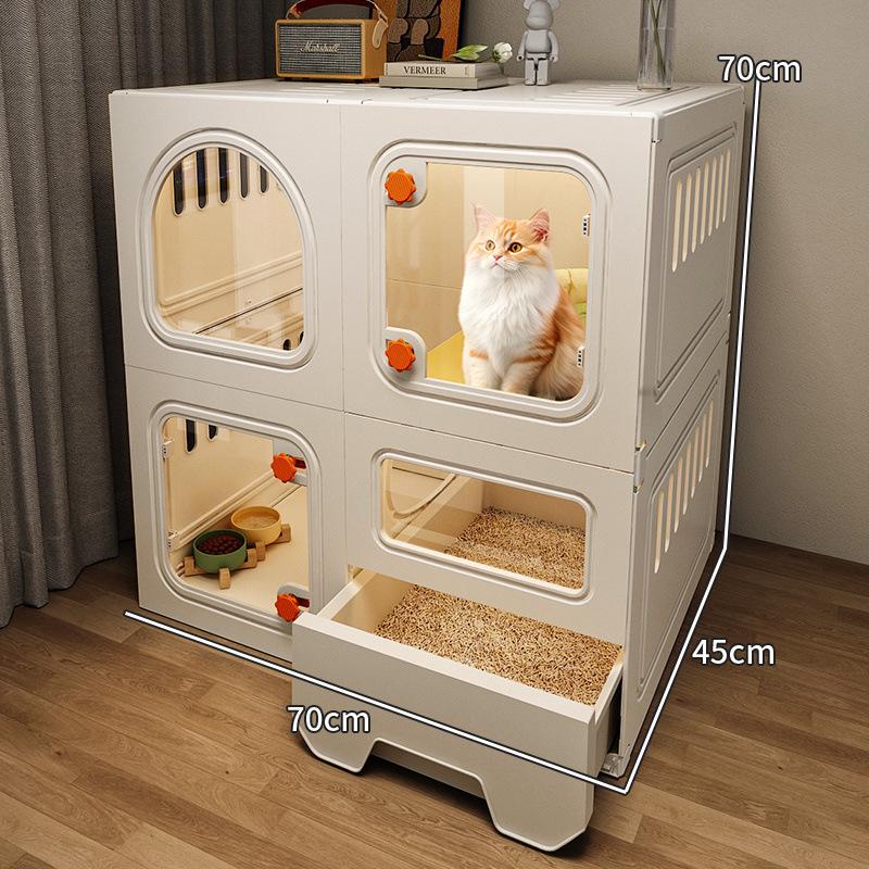 Интегрированная Кошачья Вилла с Туалетом для Маленьких Квартир – Компактный Кошачий Домик с Одной Комнатой и Прихожей