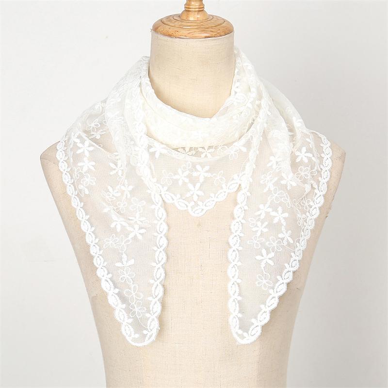 Women Lace Triangle Scarf Sweet Girls Sunscreen Scarf Spring Summer French Beach Style Hair Tie Vintage Female Lady Muslim Hijab