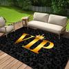 Роскошный 3D VIP ковер - Нескользящий полиэстер, Черно-золотая VIP корона, Идеально подходит для патио, гостиной, спальни