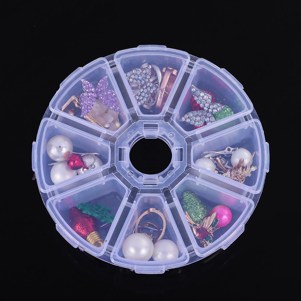 Fashion Organizer Transparent Nail Art Rhinestones Case Jewelry Container Empty Storage Box 8 Grids