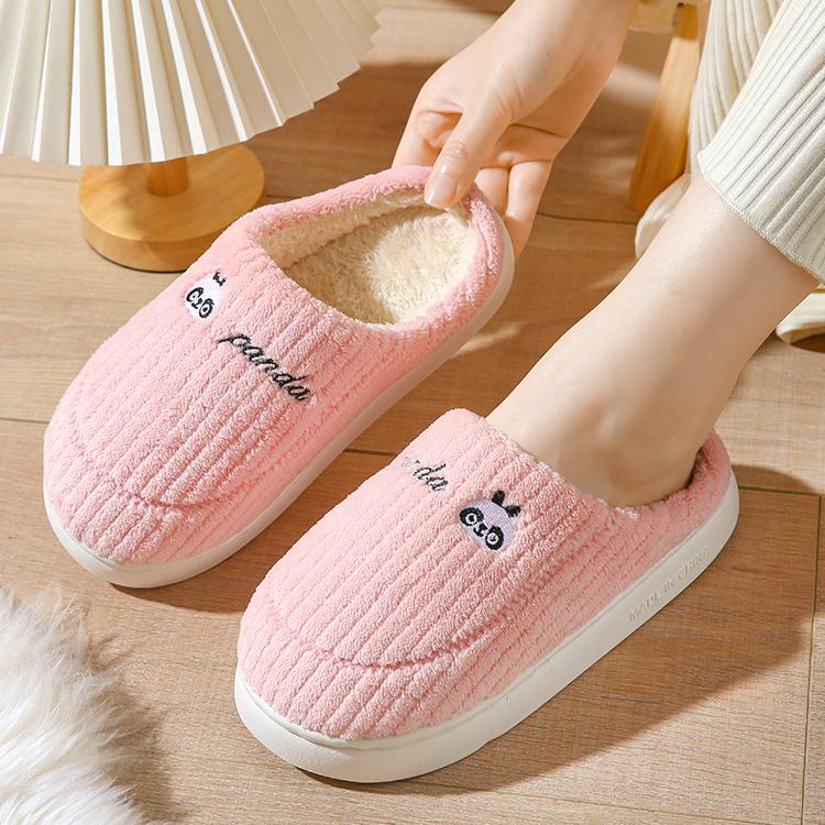 Новые хлопковые тапочки из овечьего хлопка для женщин зимой, домашняя теплая и утепленная обувь с мультяшной подошвой на толстой подошве для мужчин зимой