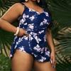 Plus Size Swimsuit 2025 Woman Tankini Two-Piece Swimwear Women Tummy Control Beachwear Bathing Suit High Waist Swimdress Bikini