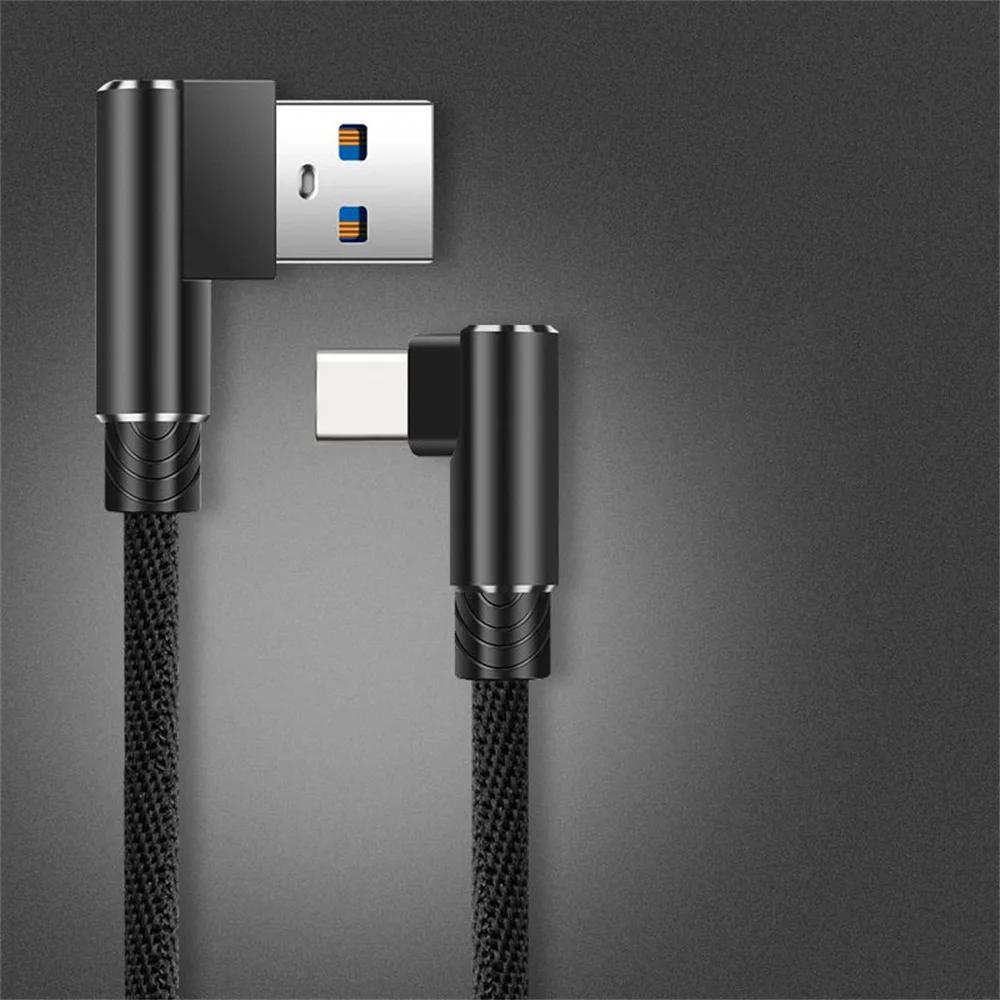 Кабель USB на Type-C для быстрой зарядки 40 Вт 5 А, плетеный кабель для зарядки и передачи данных с угловым разъемом 90 градусов, адаптер для зарядки USB Type-C, провод 0,25/1/1,5/2 м