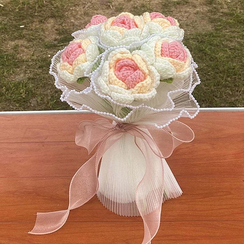 Sunflowers Crochet Flowers Girasol Flower Bouquet Ins Graduation Hand-Knitted Bouquet New Year Gifts Wedding Room Decor