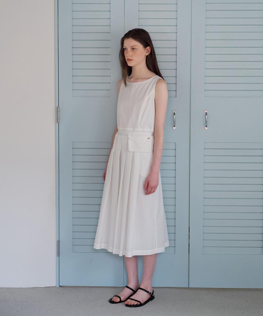 Button Belt Pouch Set Long Onepiece (Ivory)