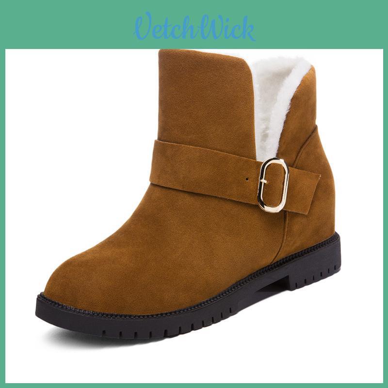 Stylish Womens Warm Low Heel Snow Martin Flap Boots For Mid Calf Comfort