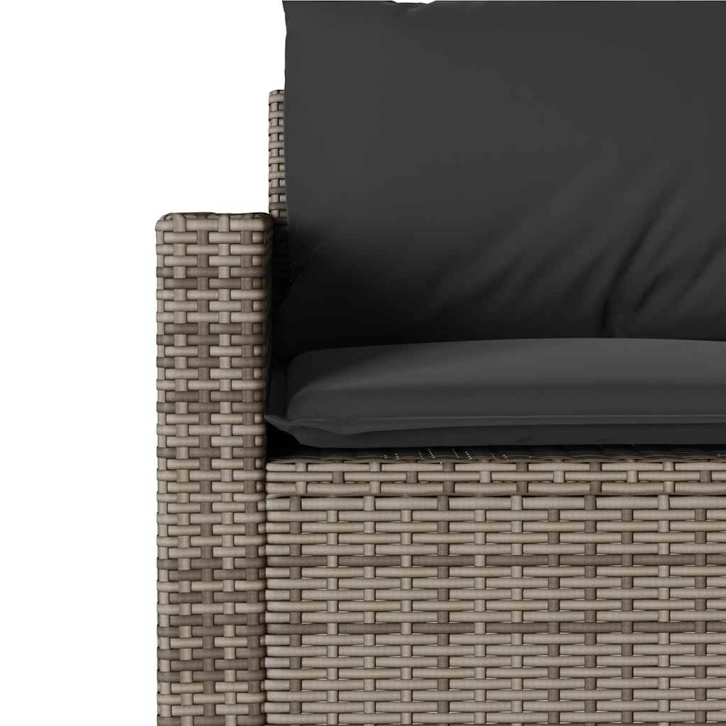 2 Piece Outdoor Dining Set with Cushions Grey Poly Rattan