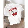 New Cherry Fun Printed Women's Cotton T-shirt Retro Personality Floral Graphic Top Fashion Casual Couple Y2k Round Neck T-shirt
