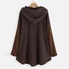 Women Fleece Asymmetrical Button Hem Plus Size Hoodie Top Sweater Blouse