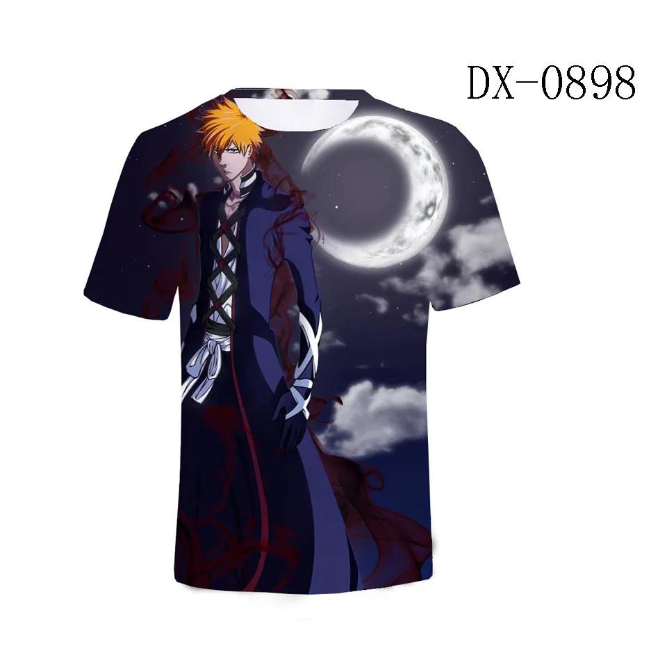 Летняя футболка с круглым вырезом и 3D-принтом аниме Bleach, модная повседневная футболка с коротким рукавом для детей и мальчиков