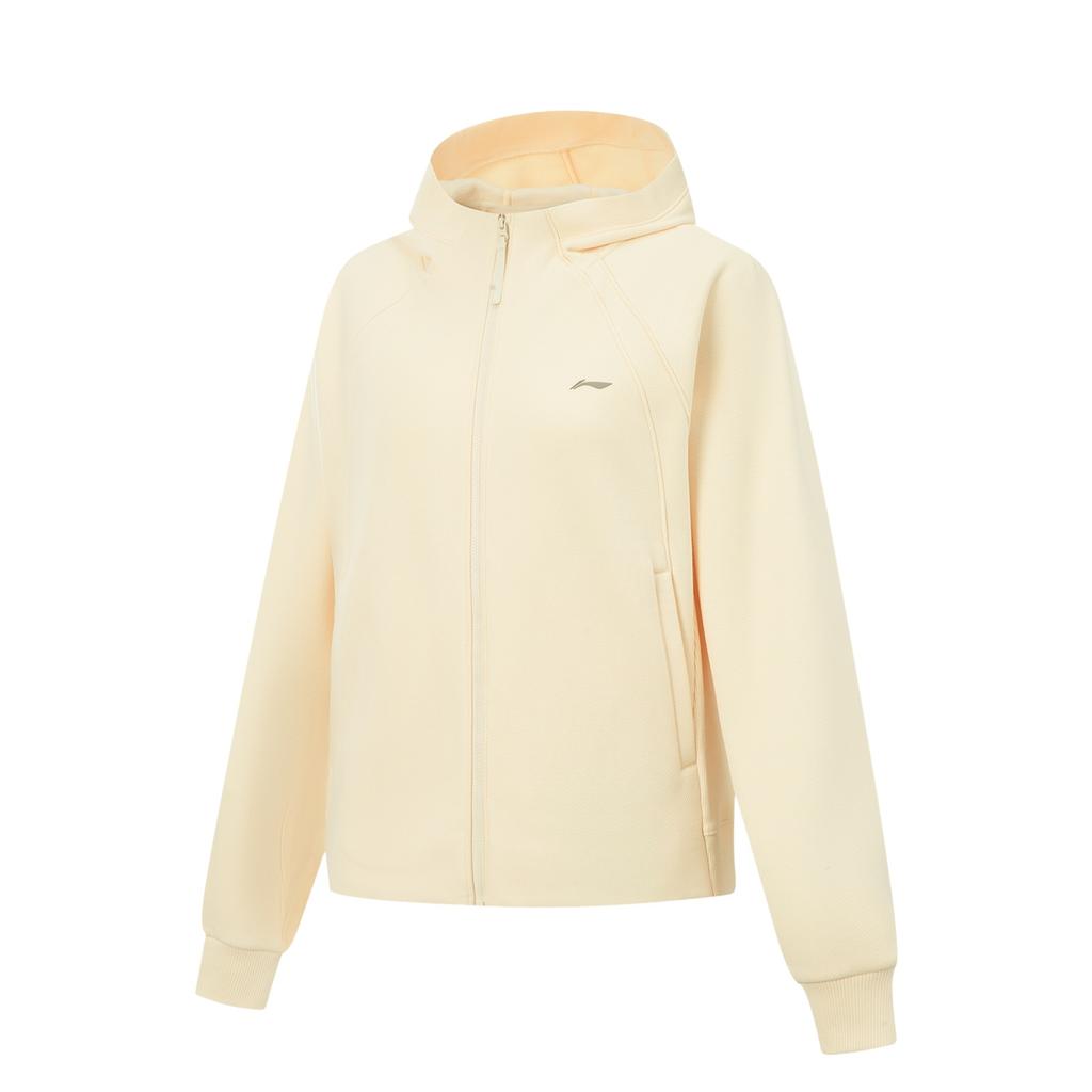 Li Ning Fitness Series Fleece Lined Loose Fit Hooded Sports Casual Stitched Sweatshirt Women Sweatshirt AWDV944-1