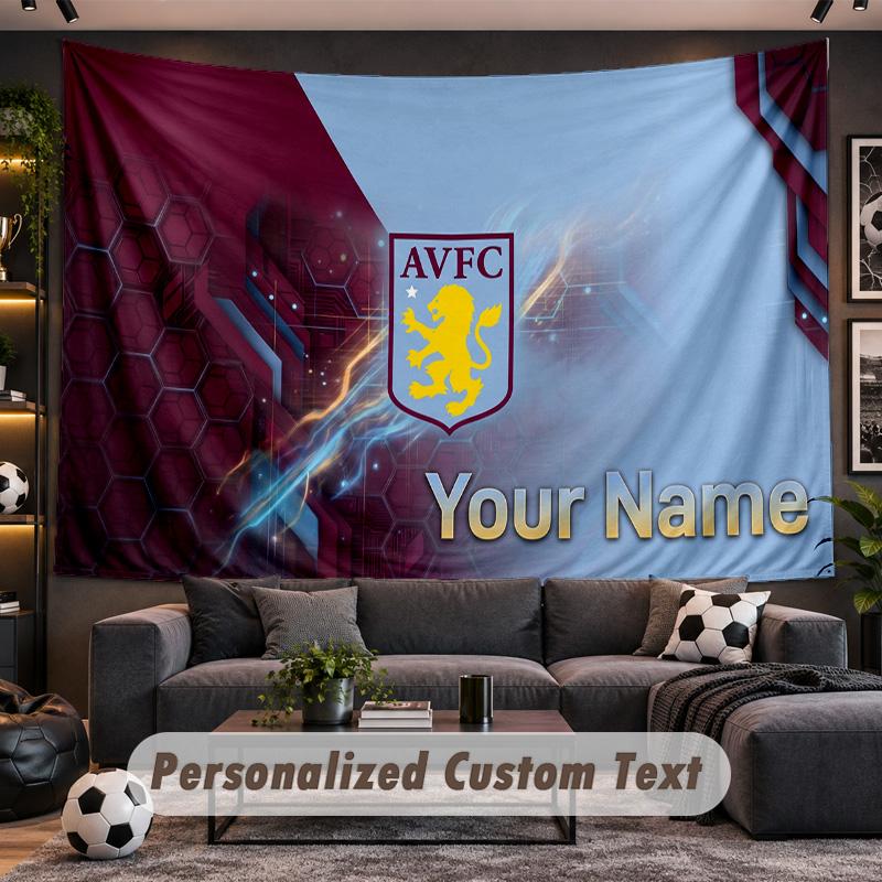 Aston Villa Personalized Tapestry Support Custom Name, Wall Art Home Decoration