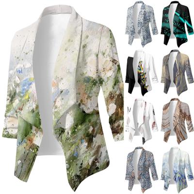 Осенняя женская мода, повседневный тонкий удобный кардиган с длинным рукавом и принтом, пальто