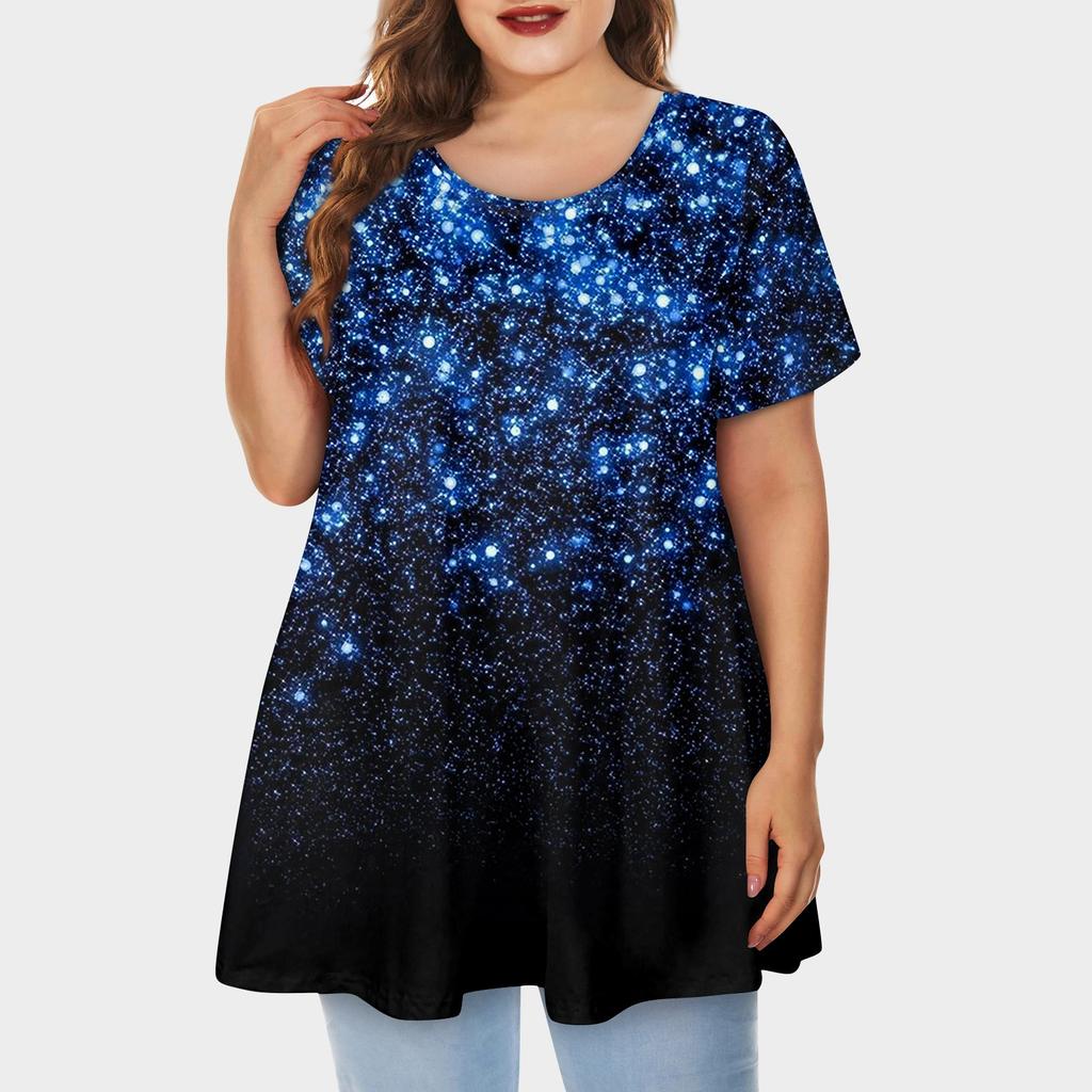 Женская свободная футболка трапециевидной формы с коротким рукавом и круглым вырезом с большим верхом и принтом