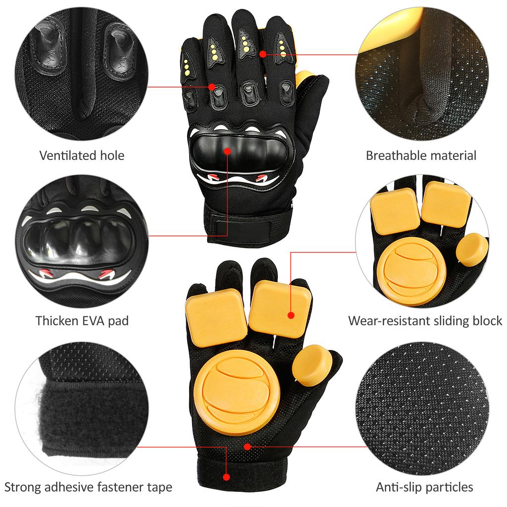 Longboard Slide Gloves Skateboard Gloves Mittens with Sliding Blocks Longboard Downhill Slide Gloves